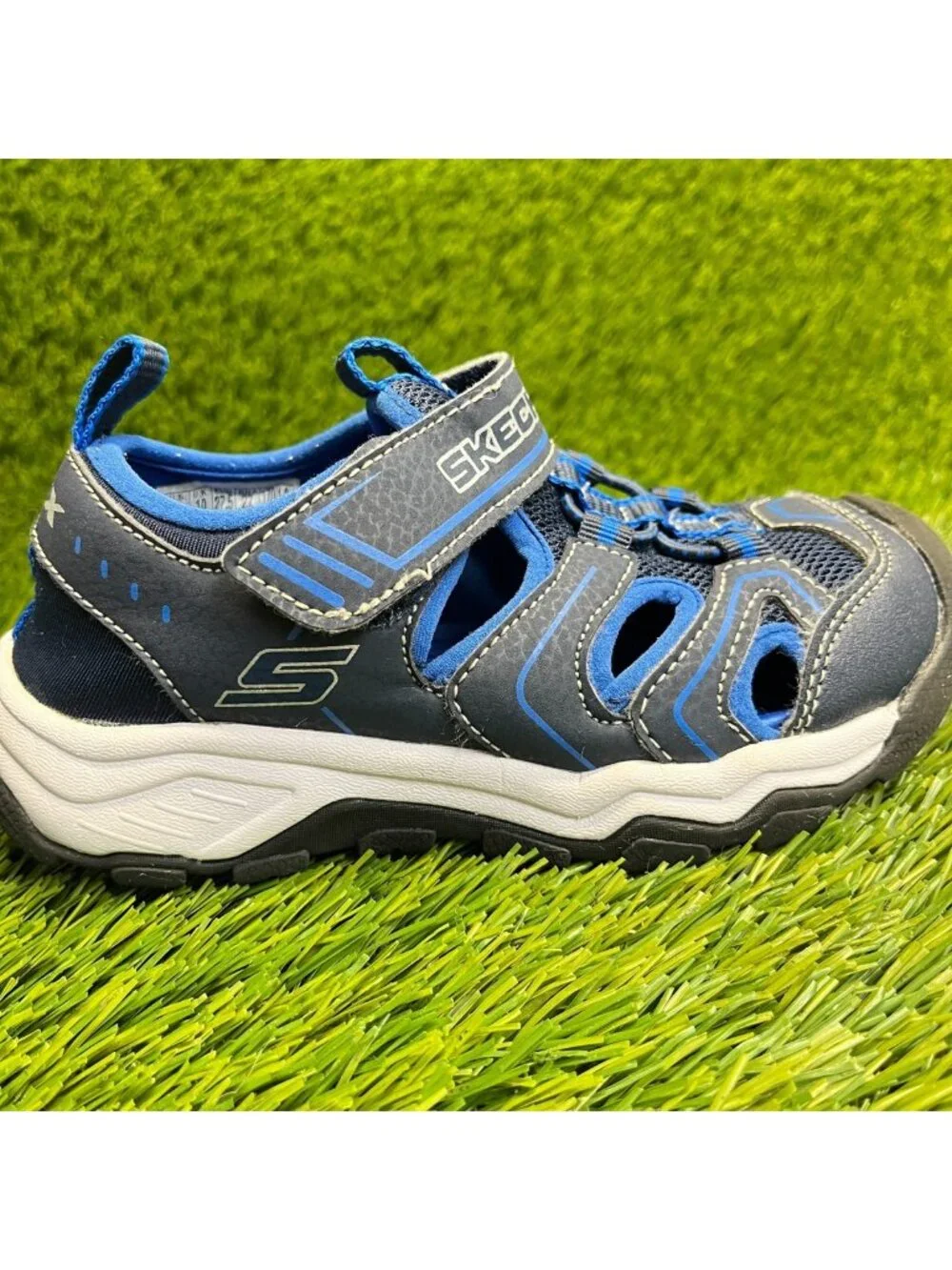 Skechers Solar Quest Fisherman Boys Size 11C Blue White Outdoor Walking Sandals